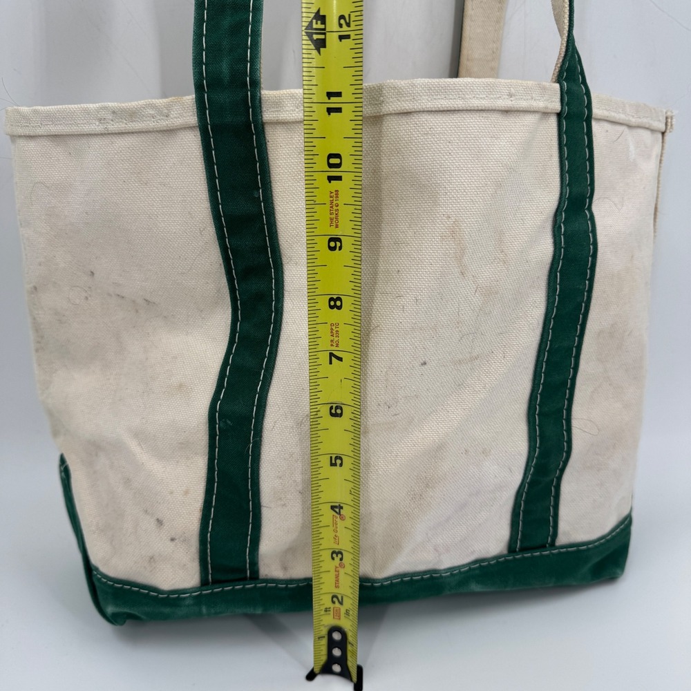 L.L. Bean Boat and Tote Bag Unisex Medium Green Canvas USA Vintage Distressed - Picture 6 of 12